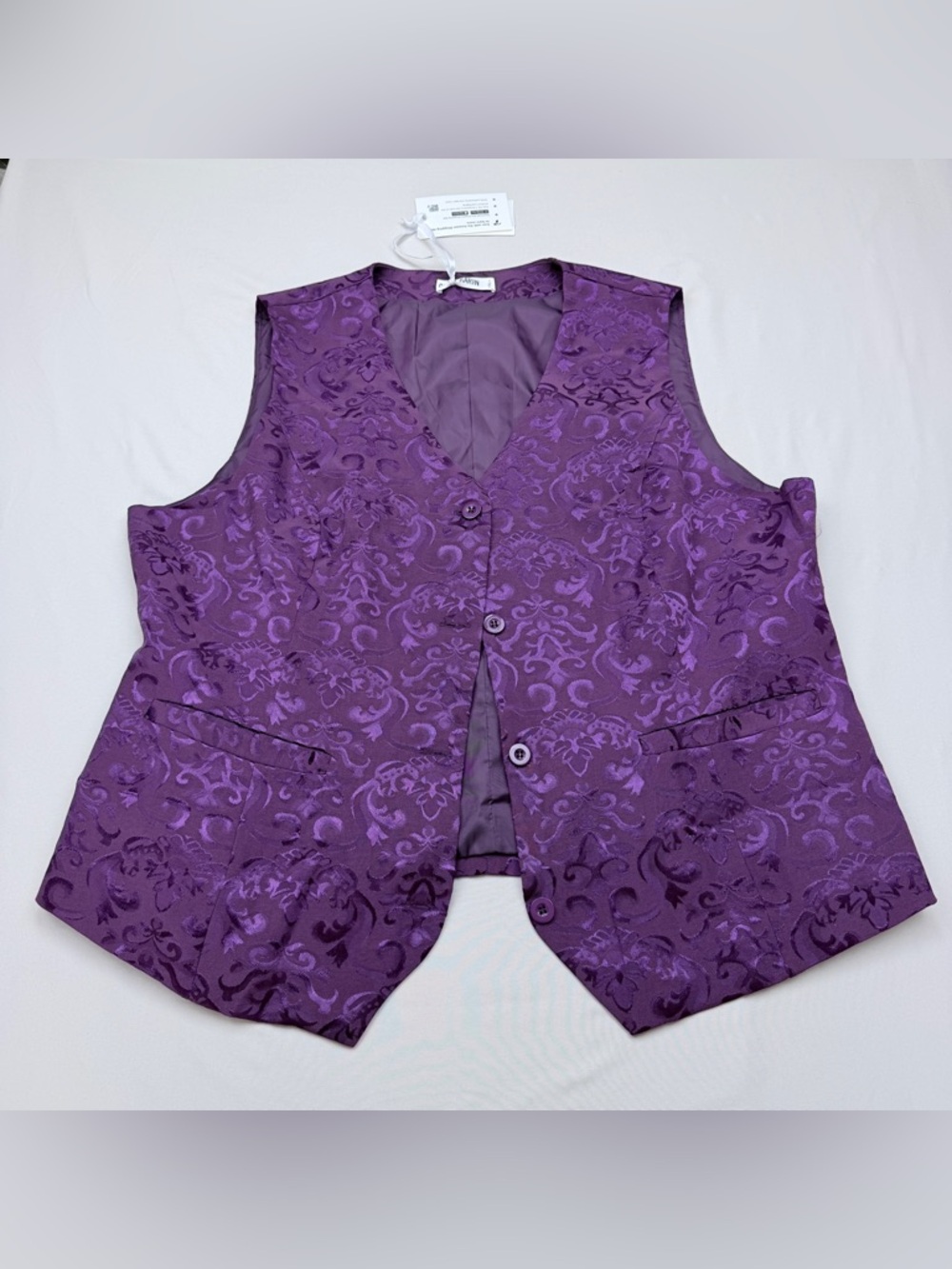 Grace Karin Purple Jacquard Vest with Ornate Pattern